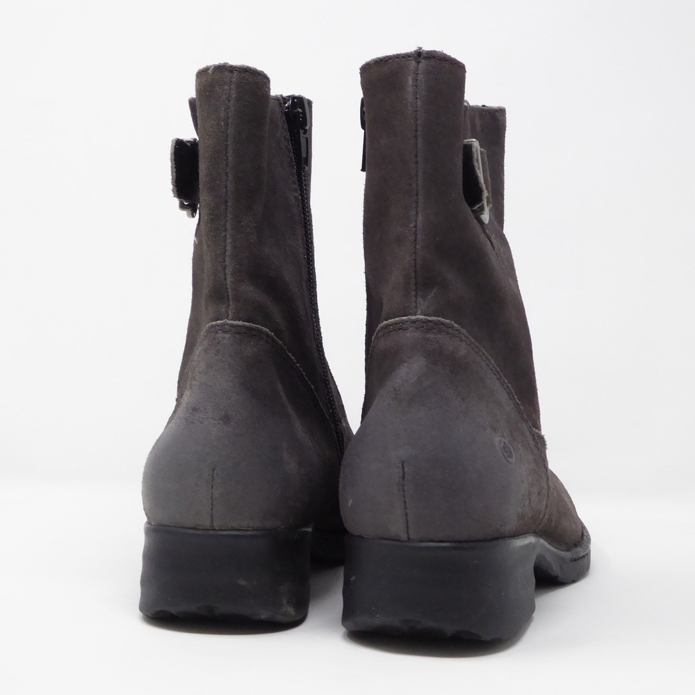 Born Eila Grey Distressed Leather Buckle Zip Ankle Boots Womens Size 6M Moto - Picture 4 of 7